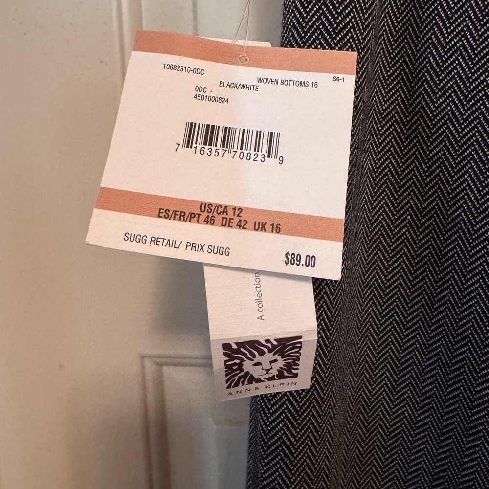 Anne Klein women’s white and black herringbone patterned Dress Trousers NWT - Picture 14 of 14